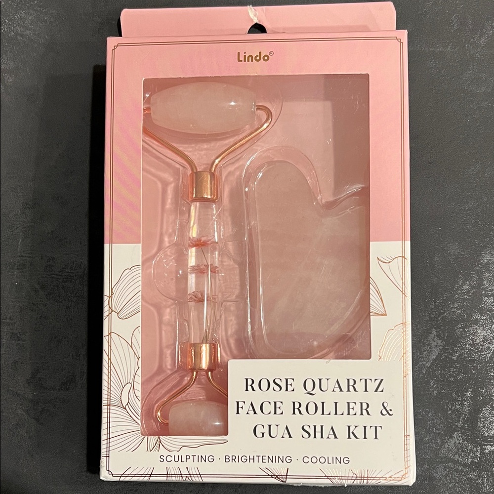 Rose Quartz Facial Roller & Gua Sha Set - Pink